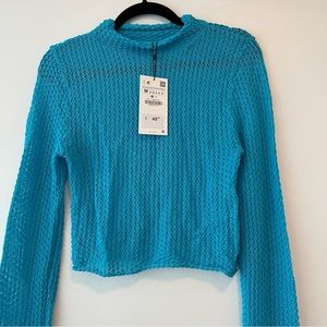 ZARA | BLUE CROPPED KNIT TOP {NWT}